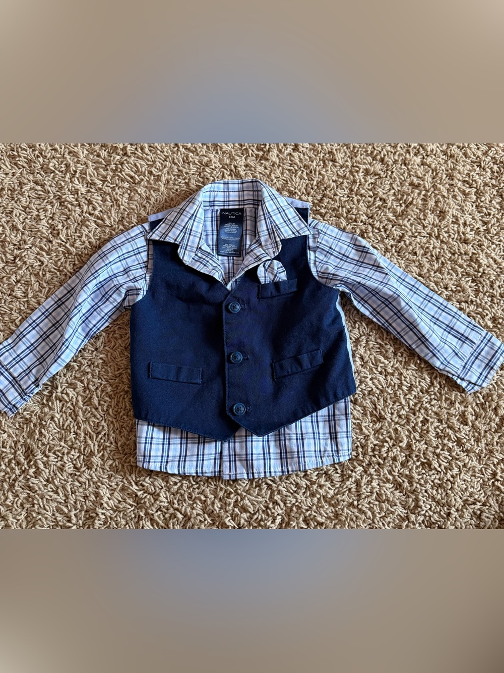 Nautica Baby Boy Shirt & Vest Set – 18M